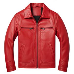 Veste en cuir longue tendance pour hommes en gros |   Style de rue décontracté |   Col en toile |   OEM/ODM - Product Image 1