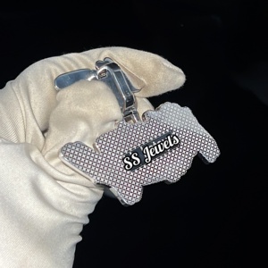 จี้เพชรสองชั้น VVS Moissanite หรูหราจำนวน925สร้อยคอเครื่องประดับฮิปฮอปสีเงินที่กำหนดเอง - Product Image 2