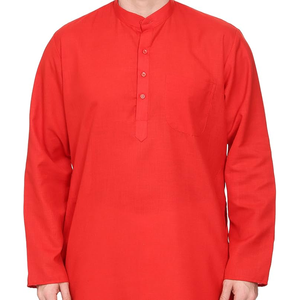 Ligero y cómodo de los hombres Handloom algodón Kurta indio musulmán étnico desgaste Yoga Top, camisa informal tradicional - Product Image 4