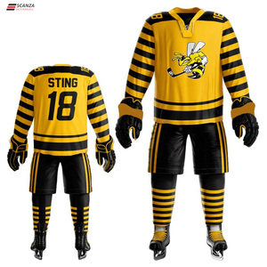 Ensembles d'uniformes de hockey sur glace rouge personnalisables 100% Polyester Logo personnalisé Nom de l'équipe Séchage rapide Respirant Approprié à l'âge Unisexe Adulte - Product Image 6