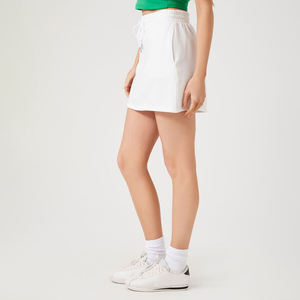 Femmes taille haute Mini jupe athlétique plissée coton entraînement Gym jupe broderie strass décoration plaine teint poches - Product Image 1