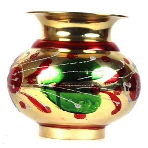 Lota de Latón Puro con Pintura Multicolor y Acabado Pulido para Uso en la Cocina, Lutiya Árabe Antigua de Alta Calidad - Product Image 1