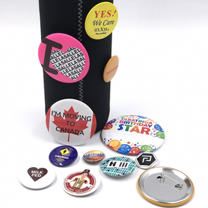 Wholesale <strong>Button</strong> Pins Cheap Custom Round Shaped Tinplate <strong>Material</strong> Metal Brooch <strong>Badges</strong> for Promotion - Product Image 5