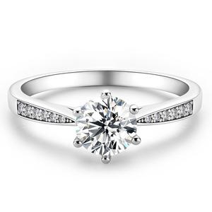 Custom Luxury 1Carat 6.5mm Brilliant Cut Moissanite Engagement Ring Prong 925 Sterling Silver Solitaire <b>Wedding</b> Anniversary Gift - Product Image 1