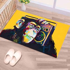 Alfombra con estampado abstracto de mono amarillo con grafiti animal, regalo perfecto para él, alfombra de terciopelo - Product Image 1