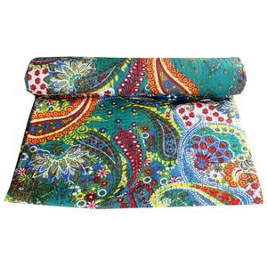 Edredón Kantha con estampado de Paisley, colcha Bohemia Reversible, edredón étnico, manta decorativa rellena de algodón para uso en Hotel - Product Image 3