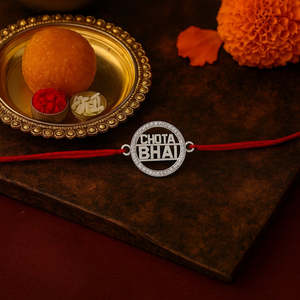 Juego de Rakhi CHOTA BHAI de Plata Preciosa Zarkan con Roli Chawal, Joyería Tradicional y Cultural Coleccionable - Product Image 3