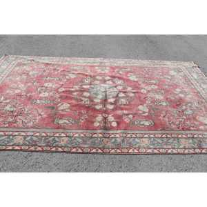 พรมตุรกีวินเทจ ขนาดใหญ่พิเศษ 6.46x11.2 ฟุต พรมขนสัตว์ลายทางสีแดงน้ำเงิน - Product Image 3