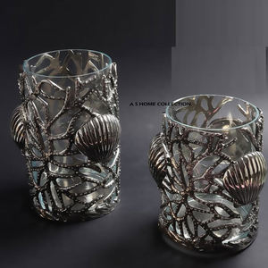 New Arrival Aluminium Metal With <b>Silver</b> Shiny Polished Classic Transparent Glass Set Of 2 <b>Candle</b> <b>Holder</b> In Affordable Price - Product Image 1