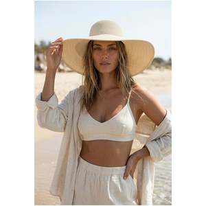 Beige Wide Straw <b>Hat</b> Hsr2005 - Beige - Product Image 2