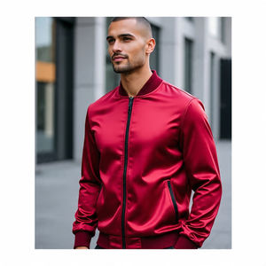 Respirant col rond Satin Bomber vestes décontracté vêtements de plein air fermeture éclair complète Baseball Bomber veste mâle Satin Varsity vestes - Product Image 3