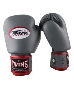 Gants de boxe Twins BGVL-3 gris/noir, gants de boxe d'entraînement personnalisés, fabricants en gros, gants de boxe en cuir Twins - Product Image 1