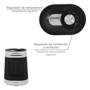 Radiateur soufflant oscillant en céramique de 1000/1500 watts. - Product Image 3