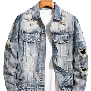 Vestes en jean pour hommes, délavées à l'acide, usées, avec personnalisation complète, style sportif personnalisé, veste en jean pour hommes, vêtements d'extérieur - Product Image 1