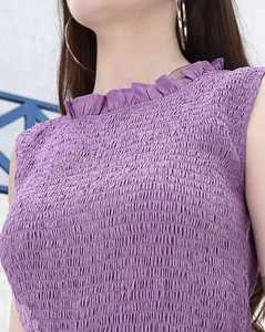 El más nuevo precio bajo con estilo de longitud media natural de las mujeres rayón Maxi vestido Floral Smocking Casual señoras vestido escalonado para damas - Product Image 3