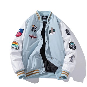 Invierno béisbol americano calle moda Hip Hop estilo lona Varsity chaqueta para hombres mujeres jóvenes de talla grande plumas letras insignias - Product Image 3