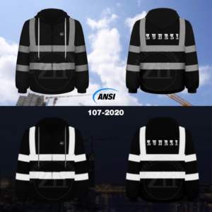 100% poliéster personalizado Hi Vis Hoodie reflectante seguridad trabajo Zip Up chaquetas reflectante seguridad alta visibilidad Hoodie EN ISO 20471 - Product Image 4