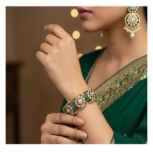 Stylish Premium Quality Gold Polish Stone Look Exclusive Design Bangles Wedding Function Wear Collection for Women <b>Girls</b> - Product Image 1
