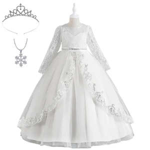 Robe de bal pour enfant avec manches longues, élégante et décorée de dentelle - Product Image 4