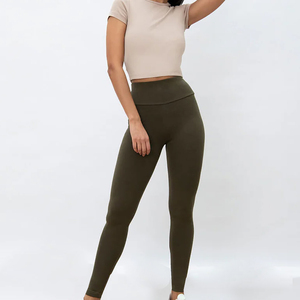 2025 nouvelle vente chaude de haute qualité vêtements de sport pour femmes impression de Logo personnalisé solide mi-taille Yoga Leggings caractéristique de Compression - Product Image 2