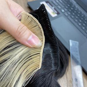 Extensions de cheveux vietnamiens Remy à double trame, nouées à la main, fines, invisibles, cuticules alignées, cheveux humains, toutes les couleurs - Product Image 1