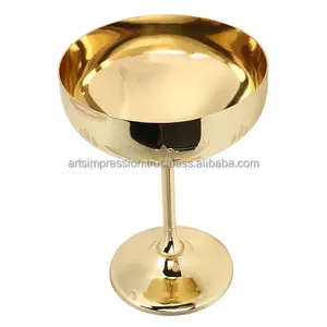 Bowl type Steel goblet gold antique Wine Glass Liquor Cup Chalice Luxurious Unique Goblet for drink & ice cream wholesale new