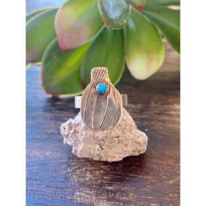 For Philips Tsosie Handmade Men's <b>Ring</b> Kingman Turquoise & Sterling Silver <b>Dainty</b> Bezel Setting Size 5.25 Everyday Wear - Product Image 1