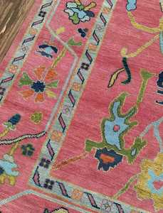 Tapis en laine de conception traditionnelle antique d'Oushak tricoté à la main tailles 6x9 multicolore rose pour la décoration de salon ensembles de tapis hauts - Product Image 3