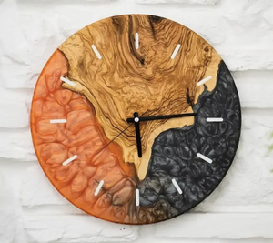 Reloj de pared analógico de estilo minimalista moderno hecho a mano resina epoxi madera hogar Oficina decoración sala de estar aguja de colocación - Product Image 5