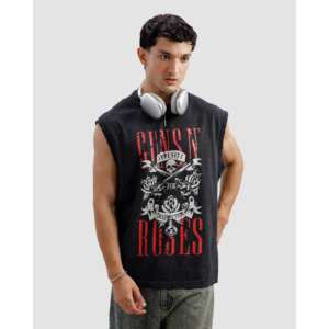 เสื้อยืดแขนกุดลาย Washed Gun & Roses ผ้าเจอร์ซีย์คอตตอน 100% - Product Image 5