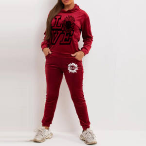 Offre Spéciale automne femmes à capuche ensemble fermeture éclair poche coton haut court veste velours Jogging costume velours survêtements femmes 2 pièces ensemble - Product Image 5