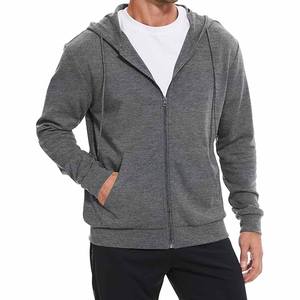 Nouvel arrivage : Sweat à capuche zippé en molleton de coton teint sur mesure, coupe ample, effet vieilli, court, pour homme, par Dress Sports - Product Image 1