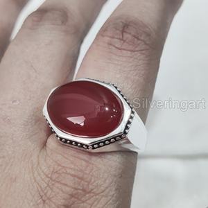 Anillo de Piedra Natural para Hombre, Piedra de Cornalina Natural, Anillo de Piedra Natal, Todos los Tamaños, Joyería de Aniversario Árabe, Anillo de Plata de Ley 925 - Product Image 3