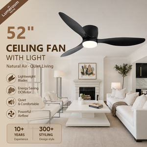 52 Inch Smart <b>Ceiling</b> <b>Fan</b> with Light <b>Remote</b> APP <b>Control</b>, Modern Flush Mount <b>Fan</b> with Quiet DC Motor for Bedroom Patio - Product Image 1