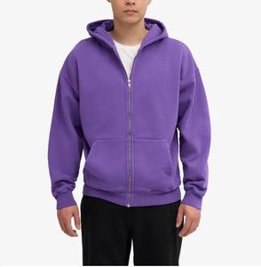 CVC sweat à capuche zippé à manches longues pour hommes Logo personnalisé solide pour Ultra violet meilleure qualité Bangladesh exportation pour la saison d'automne - Product Image 2