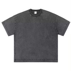 Camiseta de algodón extragrande personalizada al por mayor, camiseta de manga corta de algodón bordada Retro Vintage de verano - Product Image 6