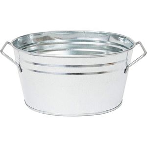 Maceta de flores ovalada de Metal galvanizado con asas, acabado plateado para jardín, granja, decoración del hogar, maceta de flores, bañera - Product Image 1