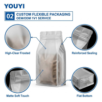 YOUYI Sachets de café en plastique transparents personnalisés de qualité alimentaire 250g 500g 1000g, résistants à l'humidité, avec impression par gravure
