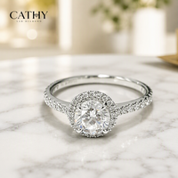 Cathy Bestseller Sofort Lieferbar 1ct DE VS Labor-Gezüchteter Diamant Runder Schliff Verlobungsring in Silber