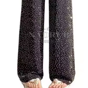 Mejor calidad transpirable color personalizado mujeres strass pantalón nueva moda gran oferta ropa de calle - Product Image 5