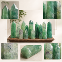 Tour de Fluorite Verte Naturelle Polie, Pointe de Cristal, Pierre de Guérison, Obélisque, Décoration d'Intérieur, Méditation, Affichage Énergétique, Cadeau