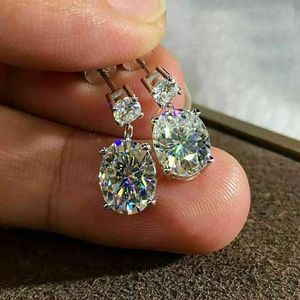 <b>Cute</b> Oval and Round Cut Moissanite Drop Dangle <b>Earrings</b> for Women - Product Image 3