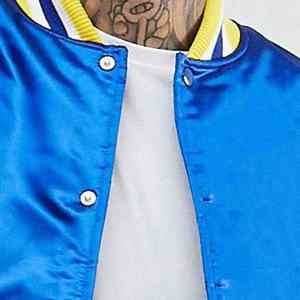 Personalized satin varsity <b>jacket</b> men lightweight shiny finish warm interior stylish fit and sleek outerwear design - Product Image 3