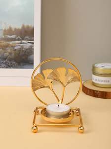 <b>Leaf</b> design tea <b>light</b> holder Tropical candle stand Diwali candle holder Lighting stand for Diwali Decorative lighting holder - Product Image 3