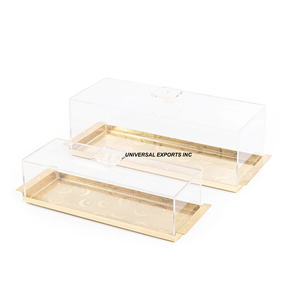 Ensemble de trois plateaux à chocolat finis en or avec couvercle en acrylique Plateau à chocolat fait main classique et élégant - Product Image 4