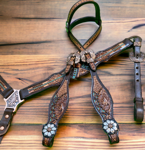 Ensemble de tête et de poitrail pour cheval en cuir véritable réglable à prix raisonnable, style western, avec un design intelligent - Product Image 5