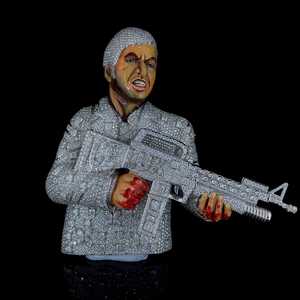 Por encargo Vivid Scraface 3D esmalte pesado sólido 925 plata esterlina 4 "VVS Moissanite diamante colgante - Product Image 2