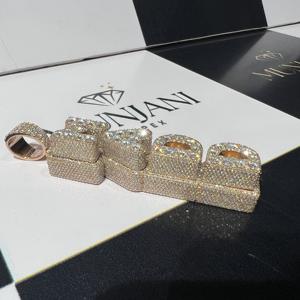 Collares con Colgante de Plata de Ley 925 con Moissanita VVS, Chapados en Oro, con Letra Personalizada, Diseño Único y Moderno, Estilo Hip Hop - Product Image 3