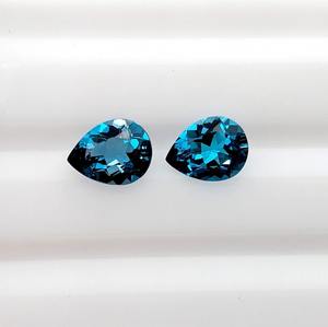 Topaze bleue de Londres pierre précieuse en vrac poire naturelle coupe décembre pierre de naissance dans les tailles 6x4mm à 10x8mm gemme bleue - Product Image 3