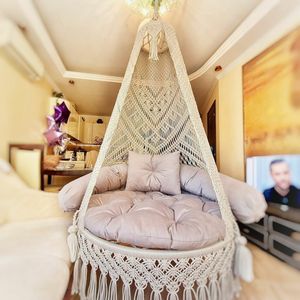 Silla Colgante de Macramé Hecha a Mano, Estilo Boho, para Interiores y Exteriores, Hamaca de Algodón, Silla de Macramé - Product Image 1